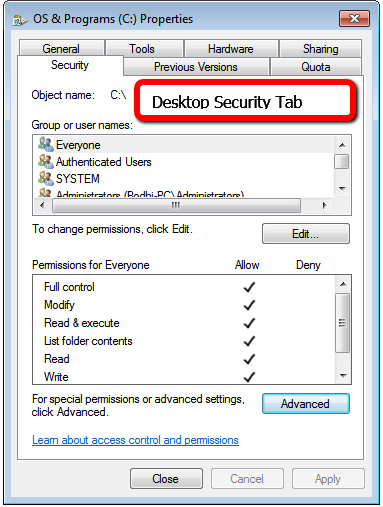 Laptop Can't Connect to HomeGroup? WorkGroup?-desktop_security_tab.png