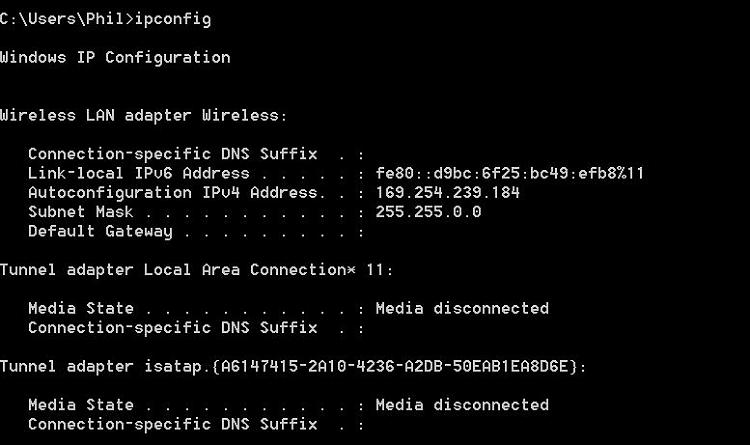 local area connection doesnt have a valid ip configuration cmd