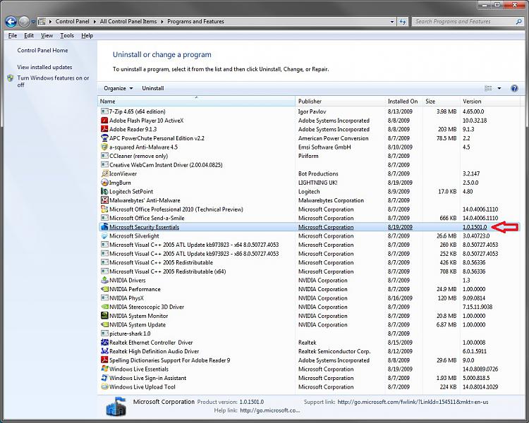 Microsoft Security Essentials build 1.0.1500.0 arrives-programs_features.jpg