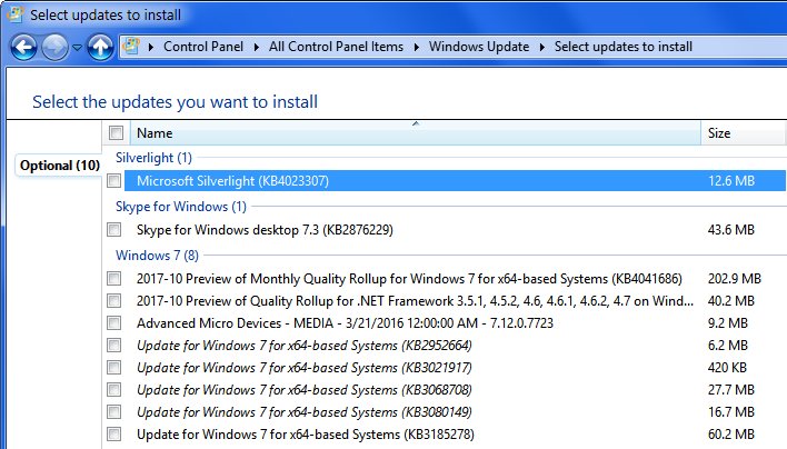 KB2952664 Compatibility Update for Windows 7 - Feb. 8-ignored-updates.png