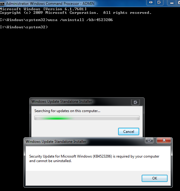 KB4523206 Servicing stack update for Windows 7 - Nov. 12-w7u64_cmd_uninstall_kb4523206.png