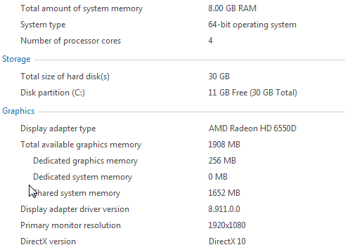 Windows 7 64bit shows 3.73GB usable memory with 8GB installed-htpc-specs.png