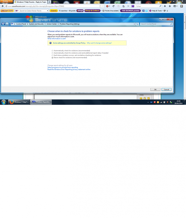 Everything Greyed out in Problem Reporting Page &amp; Win7 not turning off-win7.png