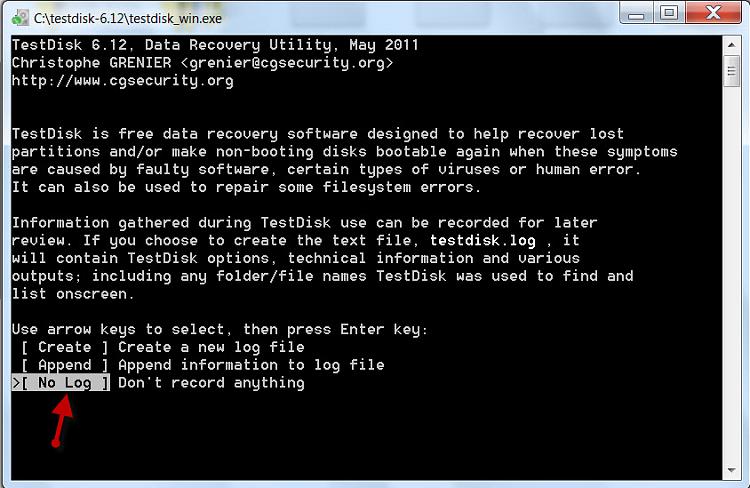 Regain a lost drive using Test Disk - An Illustrated Guide-1st-window.jpg