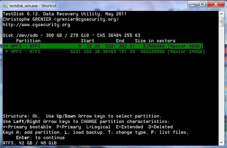 Regain a lost drive using Test Disk - An Illustrated Guide-05partitions.jpg