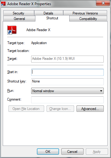 How do I find preinstalled program's executable from the Start Menu-reader_shortcut.png