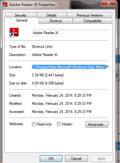 How do I find preinstalled program's executable from the Start Menu-capture1.png