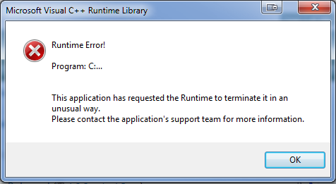 C++ Runtime Error, Same Time Daily, No Path Indicated-rt-error.png