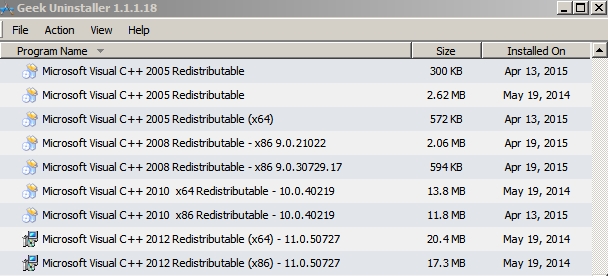 Many versions of C++ redistributable-visual-studio.jpg