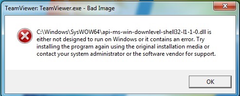 &quot;Teamviewer.exe - Bad Image&quot; error upon Windows 7 startup/login-bad-image.jpg