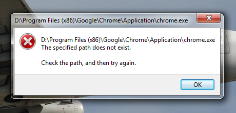 Program shortcuts point to wrong folder locations-chromeerrormessage.png