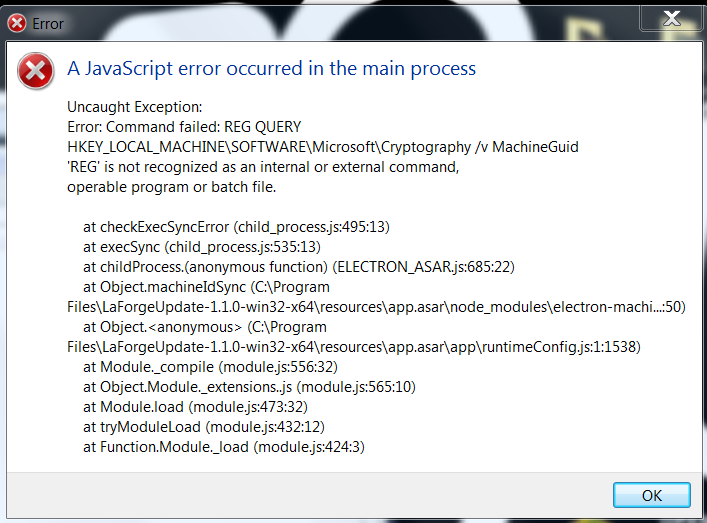 A JavaScript error in main process when trying to open a program-laforgefpv-java-error.png