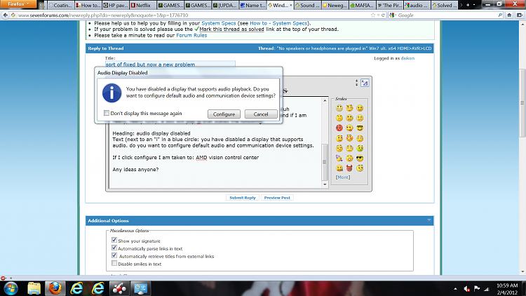 &quot;No speakers or headphones are plugged in&quot; Win7 ult. x64 HDMI&gt;AVR&gt;LCD-error.png