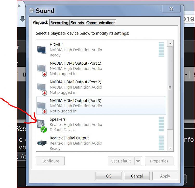 No sounds form speakers. Audio jack works fine.-play-back-device.jpg