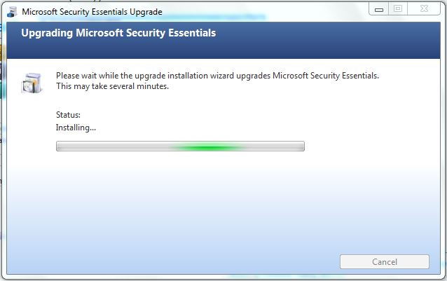 Microsoft Security Essentials: Upgrade-mse-installing.png