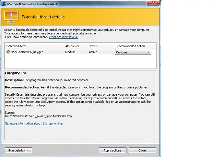 MSE detects a threat in Avast folder!-mse-alert.jpg