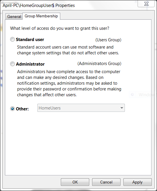 How can I determine if my laptop is controlled via remote-administratorhomegroupuserproperties2.9.15.2011.png