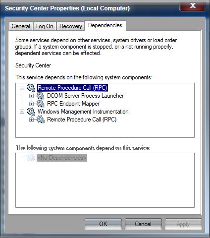 Windows cannot start the security centre service-dependencies.jpg