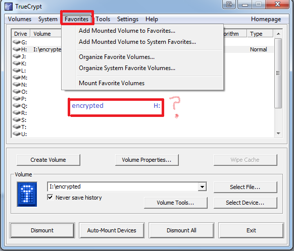 TrueCrypt 1.7a: steps followed but USB stick not encrypted-3.-favorites.png