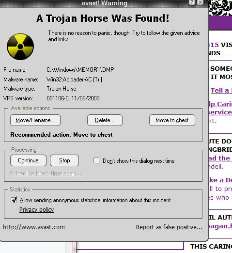 Avast just found this &quot;Win32:Adloader-AC [Trj]&quot;-trojan.jpg