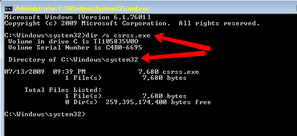 Is csrss.exe a trojan?-4-csrss.exe_location_via_administrator_cmd.exe_032615.png