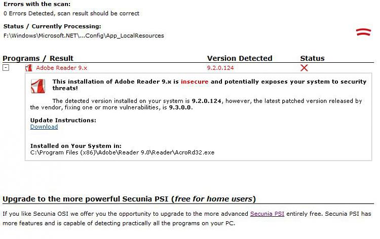 MS Security Essentials Vs. AVG 9.0-secunia-online-finds-adobe.jpg