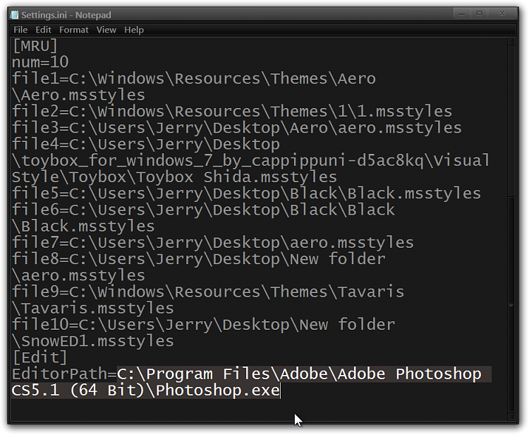 Creating own theme pack windows 7-settings.ini-notepad.png