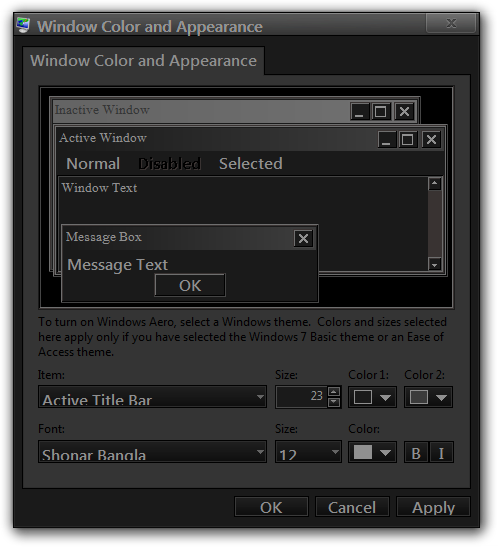 Restore the default theme in Win7 from a save-window-color-appearance.png