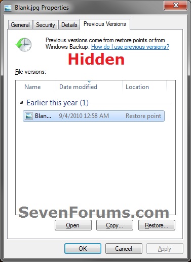 Previous Versions - Hide or Show from Backup Location-hidden.jpg