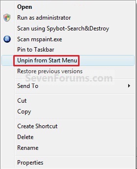 Start Menu - Pin or Unpin a Program to-unpin.jpg