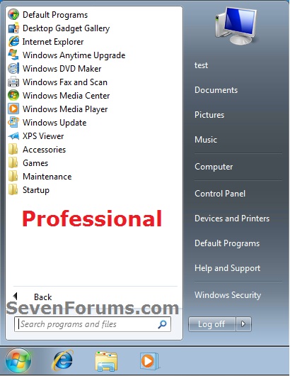 Start Menu All Programs in Windows 7 - Restore Default Shortcuts-professional_start_menu.jpg