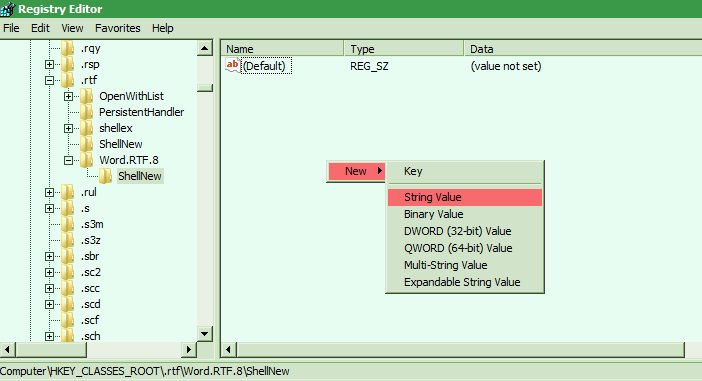 WordPad Custom Template Workaround-shellnew-new-string.jpg