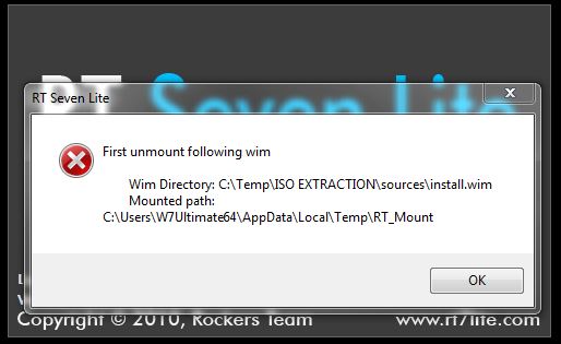 Slipstream Windows 7 SP1 into a Installation DVD or ISO File-rt7lite-ummount-error.jpg