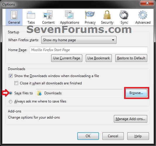 Firefox change default download save to location tutorials