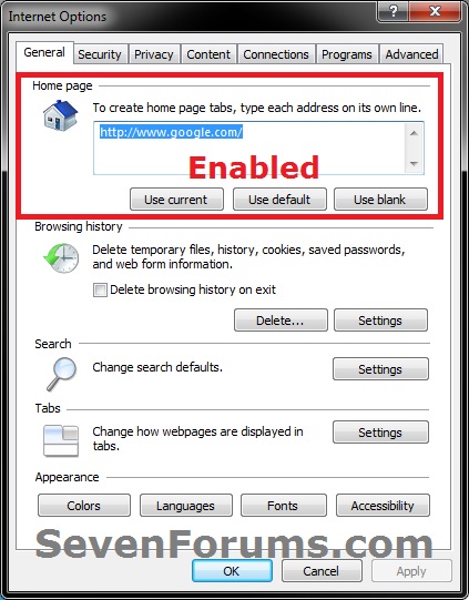Internet Explorer Home Page - Specify and Prevent Changing-enabled.jpg