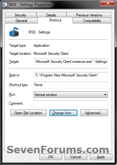 Microsoft Security Essentials - Settings - Create Shortcut-step5c.jpg