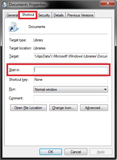 Pictures Library - Create Shortcut in Windows-properties.jpg