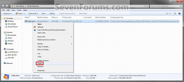 Windows Virtual PC - Delete a Virtual Machine-stepa.jpg