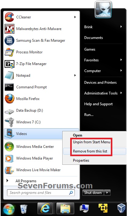 Start Menu - Pin or Unpin a Folder, Drive, and Library-library-2.jpg