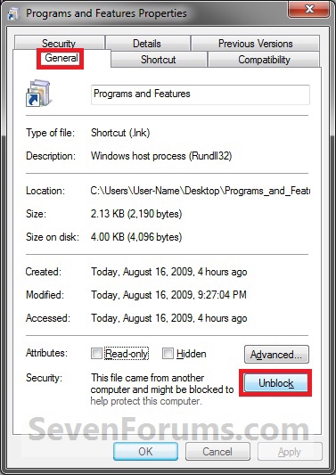 Programs and Features - Create Shortcut-unblock.jpg