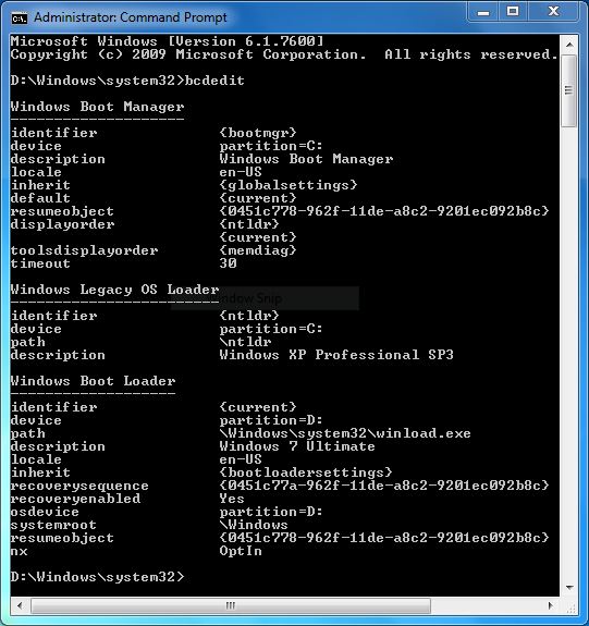 Dual Boot Installation with Windows 7 and XP-bcdedit.output.jpg