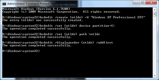 Dual Boot Installation with Windows 7 and XP-bcdedit.4.adding.ntldr.jpg