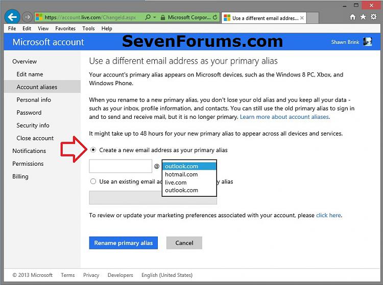 A better way to manage aliases and primary email address for your Microsoft  account