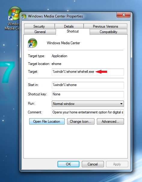 Windows Media Center Start Up - Customize-shortcut.jpg