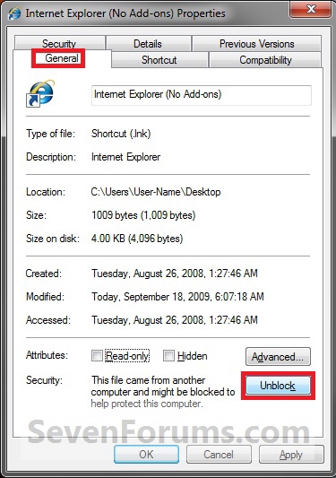 Internet Explorer No Add-ons Shortcut - Create-unblock.jpg