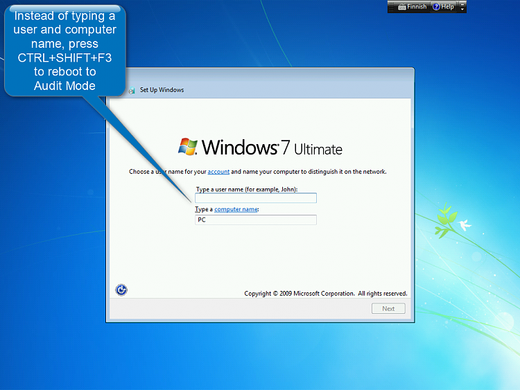 Windows 7 Image - Customize in Audit Mode with Sysprep-reboot-audit-mode.png