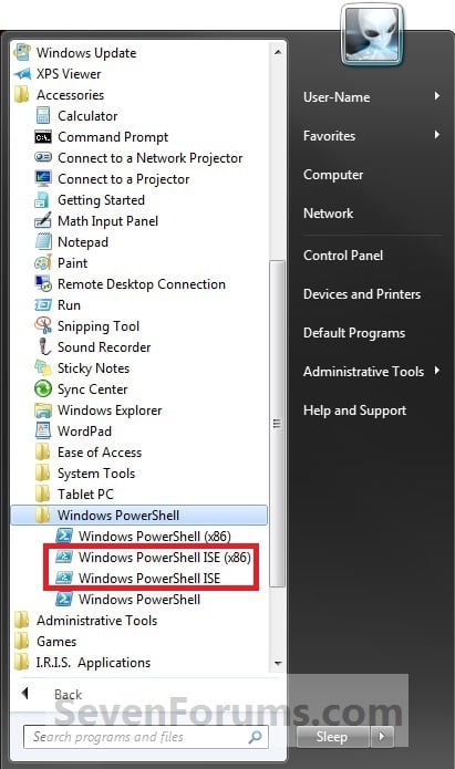 Windows PowerShell Integrated System Environment (ISE)-start_menu_ise.jpg