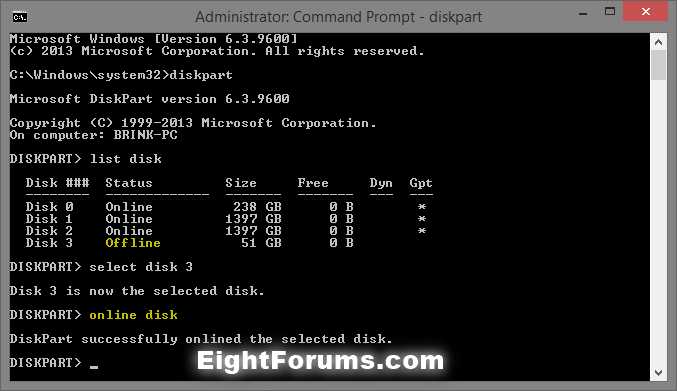 Disk - Clean and Clean All with Diskpart Command-diskpart_online_disk.png