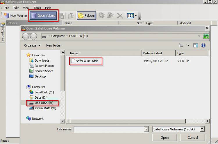 SafeHouse Explorer - Create Password Protected USB-open-volume.jpg