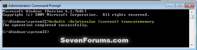Memory - Set Maximum Amount Used by Windows-bcedit_deletevalue_truncatememory.jpg